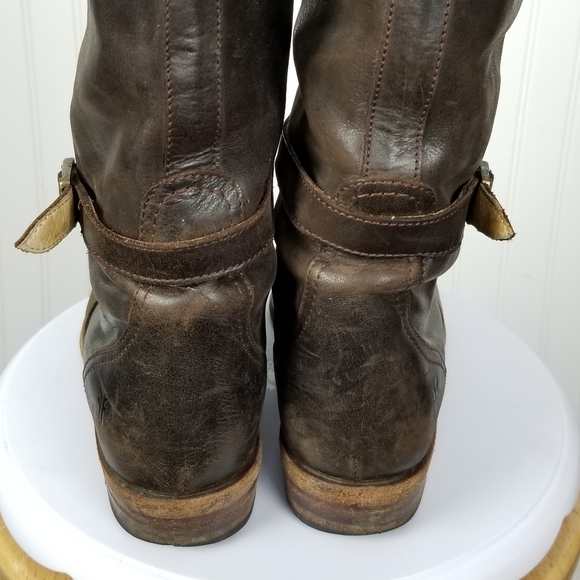 Frye Dorado Equestrian Leather Riding Boots Womens Size 9 HOLE Brown Knee High - Picture 8 of 16